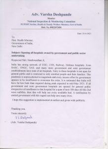 Letter to Health Min-25-4-21