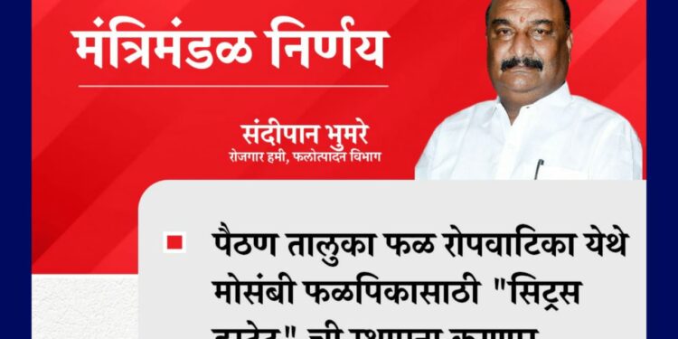 Cabinet Decision on Citrus Estate at Paithan