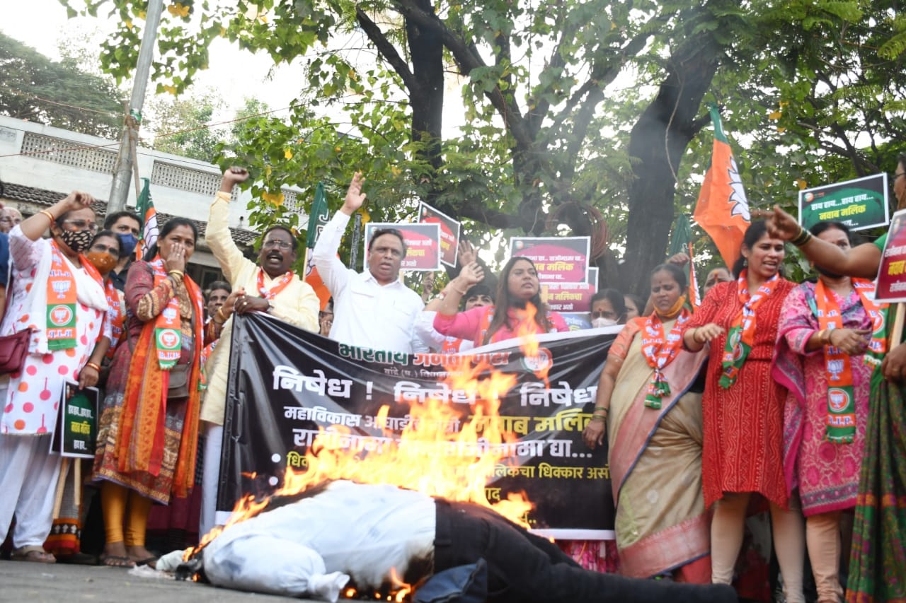 Ashish Shelar agitation for nawab malik resignation 