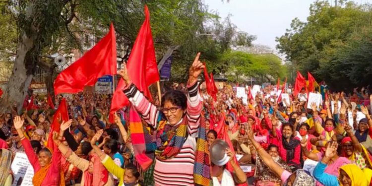 AnganWadi employees protest