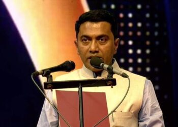 pramod sawant takes oath of goa cm post in konkani