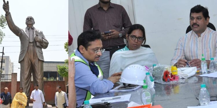 डॉ. बाबासाहेब आंबेडकर स्मारकासाठीच्या  मंत्रिमंडळ उपसमितीची उत्तर प्रदेशातील राम सुतार आर्ट कंपनीत आढावा बैठक  