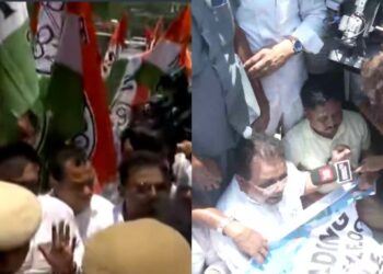 Trinamool Congress Leaders Agitation Outside hotel radisson