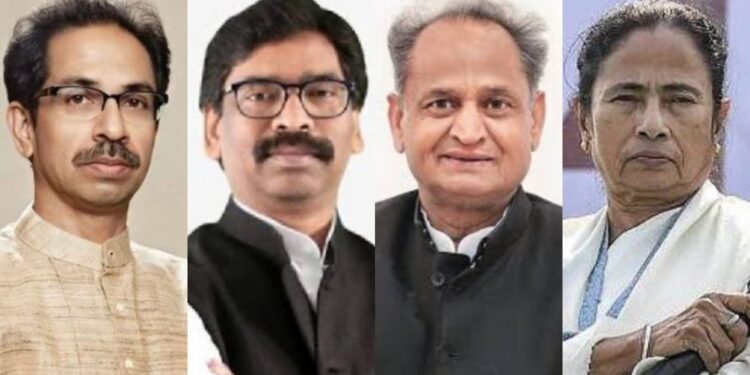 Cm Uddhav Thackeray, Ashok gehlot , Hemant Soren, and Mamata Baneerje