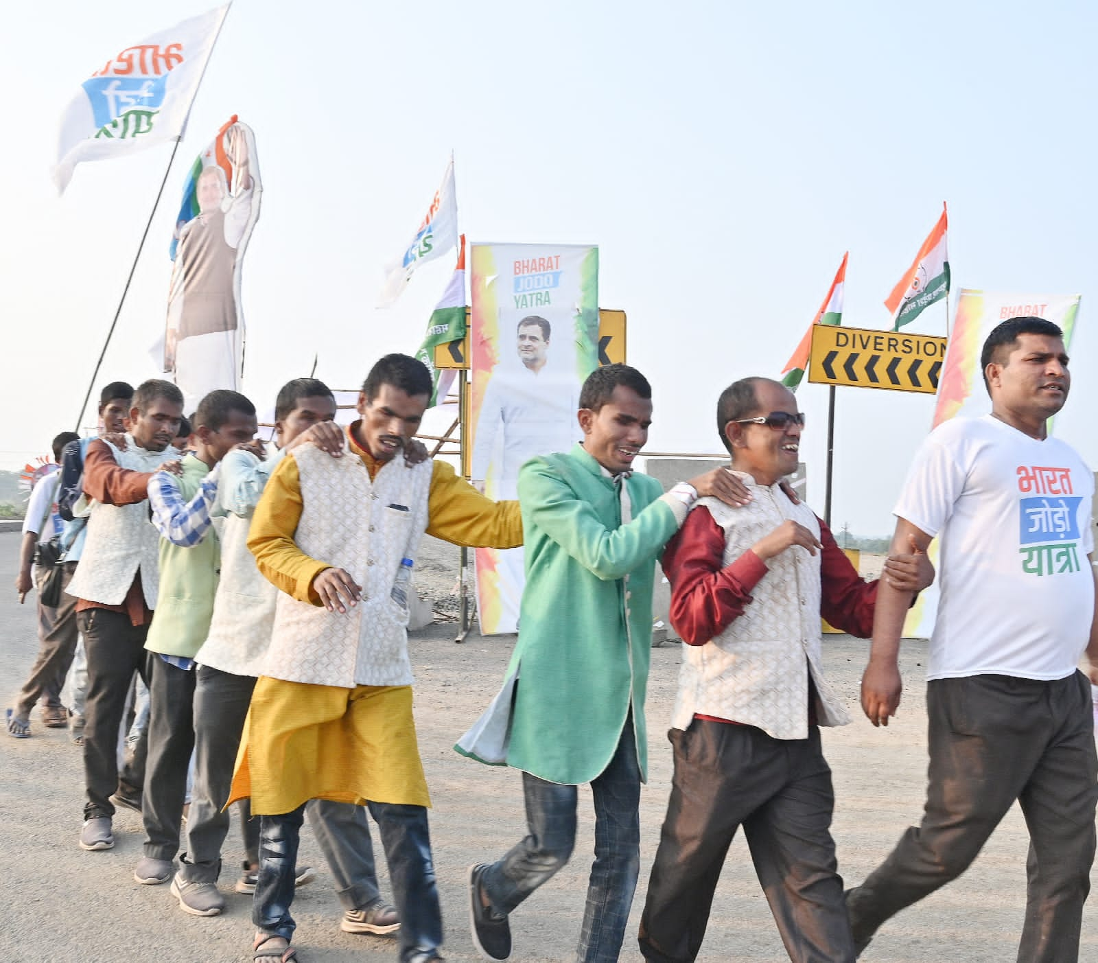 Participation of Pusad's Divyang in Bharat Jodo Yatra